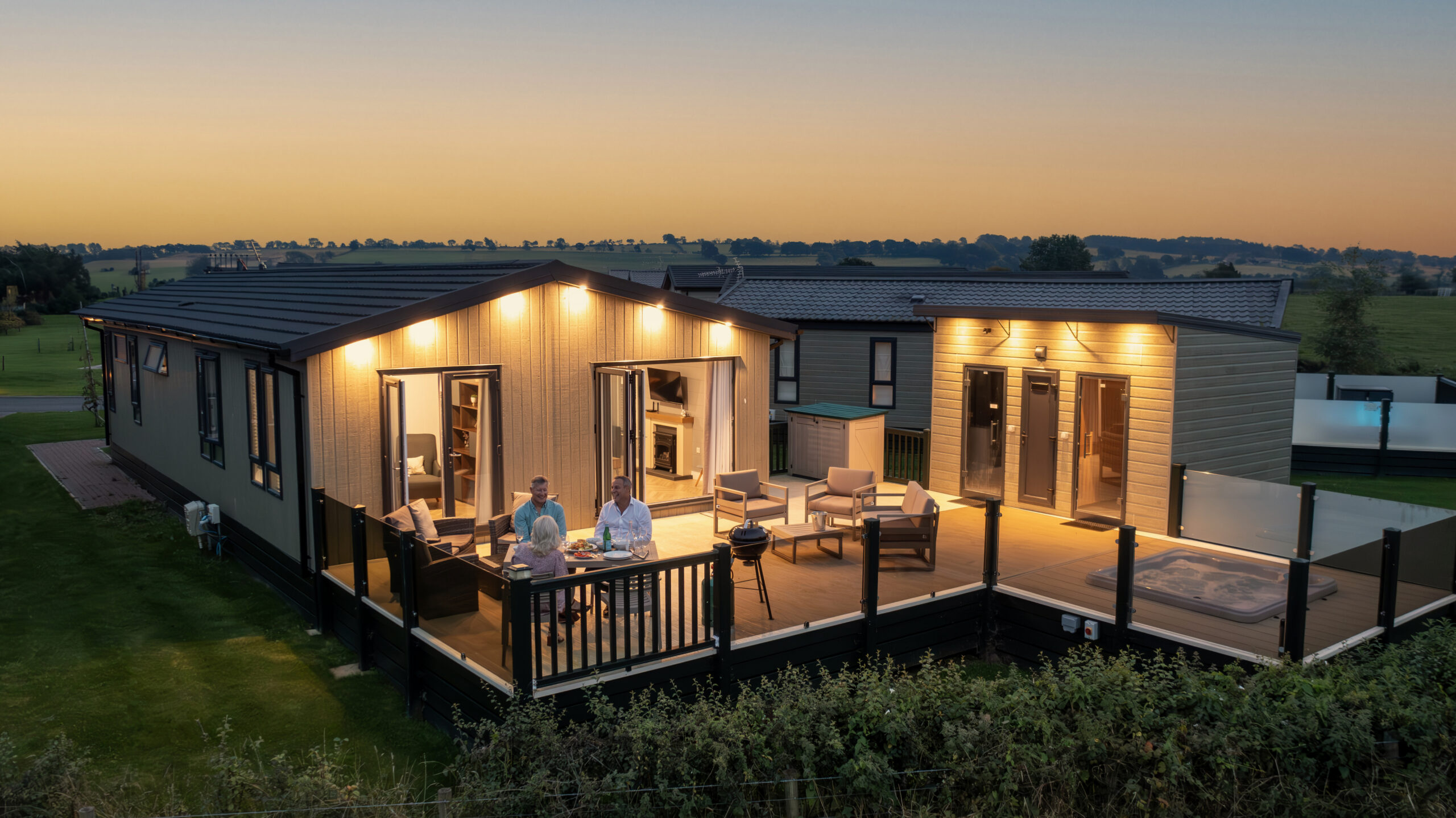 Holiday lodge exterior at Golden Sands Holiday Park Northumberland