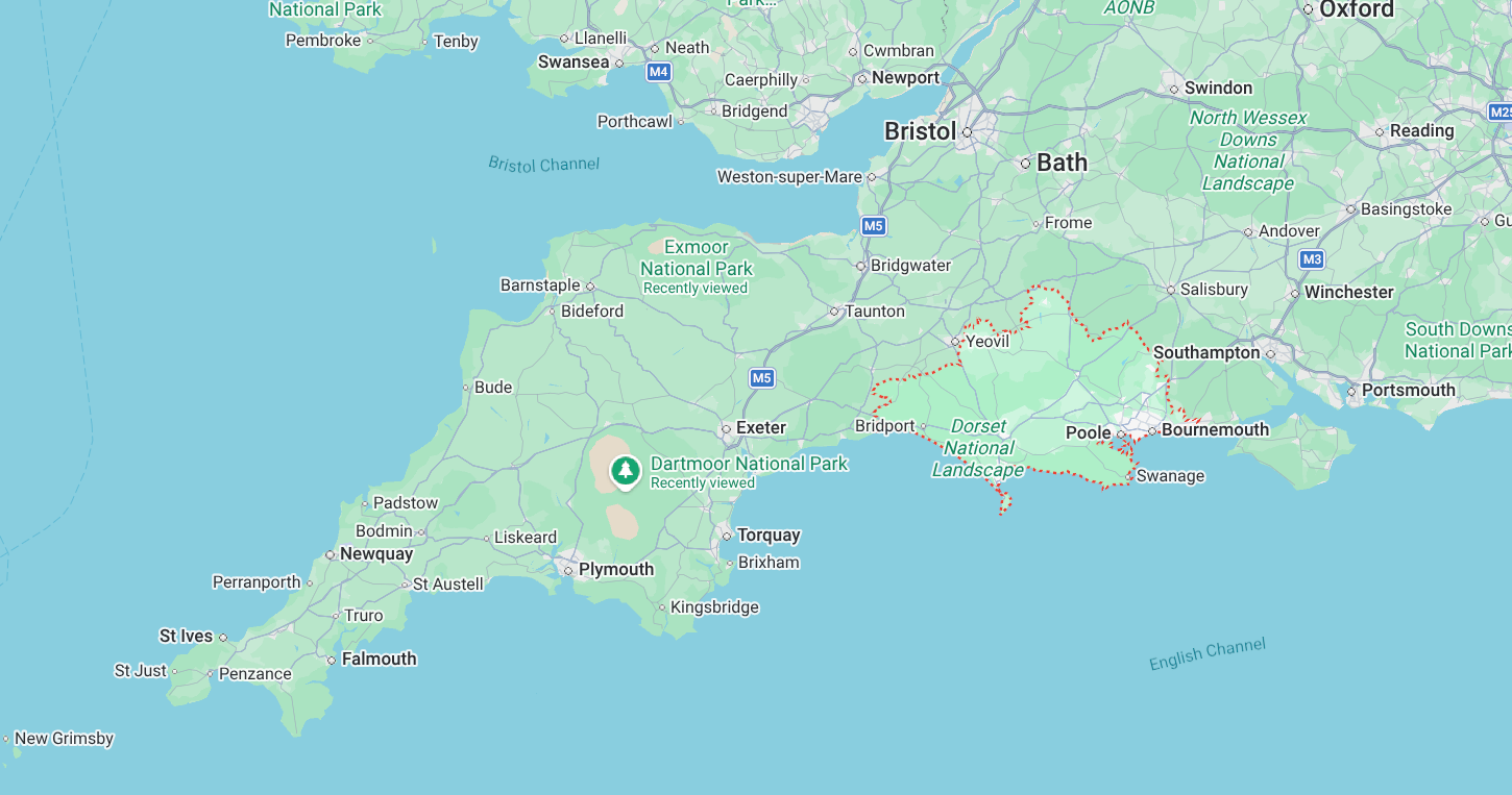 map showing dorset