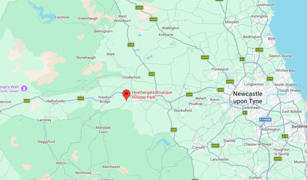 map showing heathergate holiday park